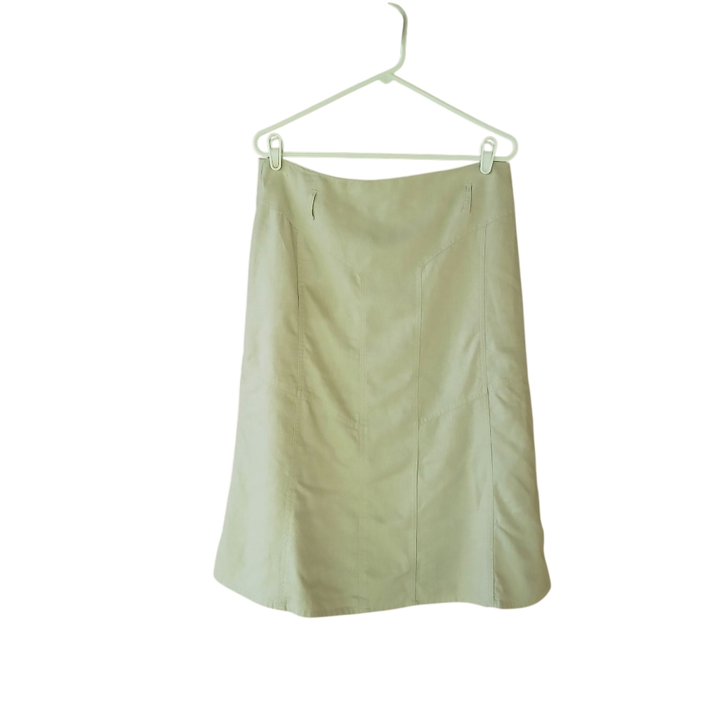 Christopher & Banks Tan A Line Linen & Rayon Midi Skirt Size 10